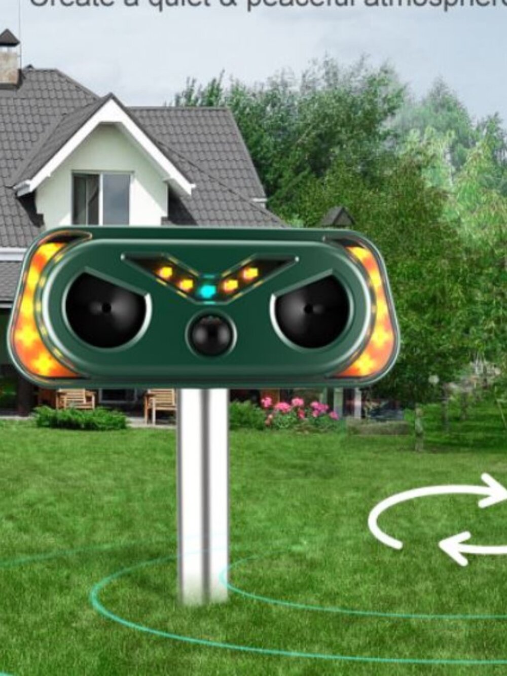 Animal Repeller Ultrasonic Solar Power Outdoor Pest Cat Mice Deer Motion Sensor
